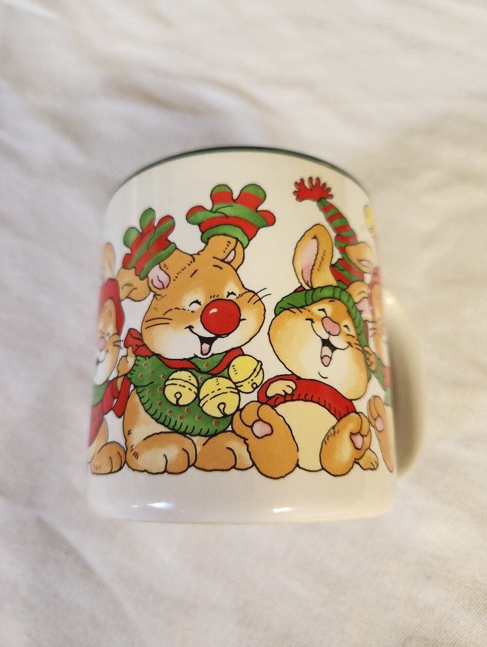 Vintage 1989 The Good Company Christmas Bunny Bear Holiday Mug Korea